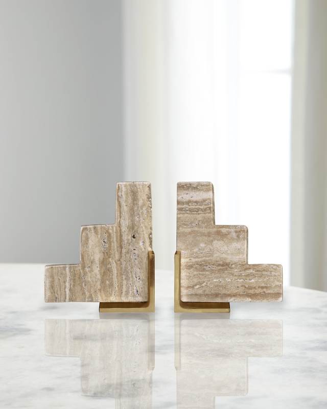 Steps Travertine Bookends Pair